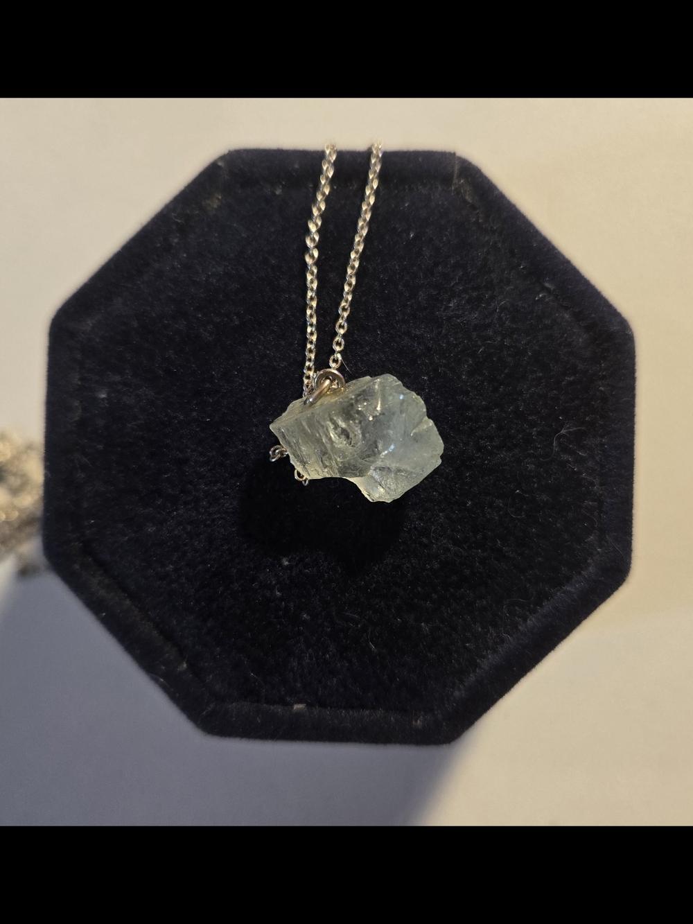 Raw Aquamarine Pendant Necklace - Light Blue Crystal